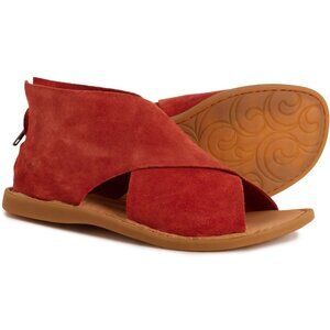 NEW Born IWA Rust Red Suede Sandals Women's 6 NIB flats leather cross wrap NIB